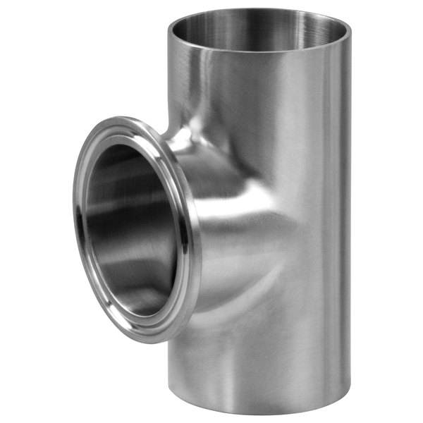 Steel & Obrien 1-1/2" Weld End Tee w/Short Outlet Clamp - 304SS Polished 7WWMS-1.5-7-304
